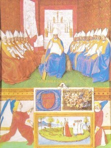 54 concilio de obispos presidido por San Hilario de Poitiers, pintura